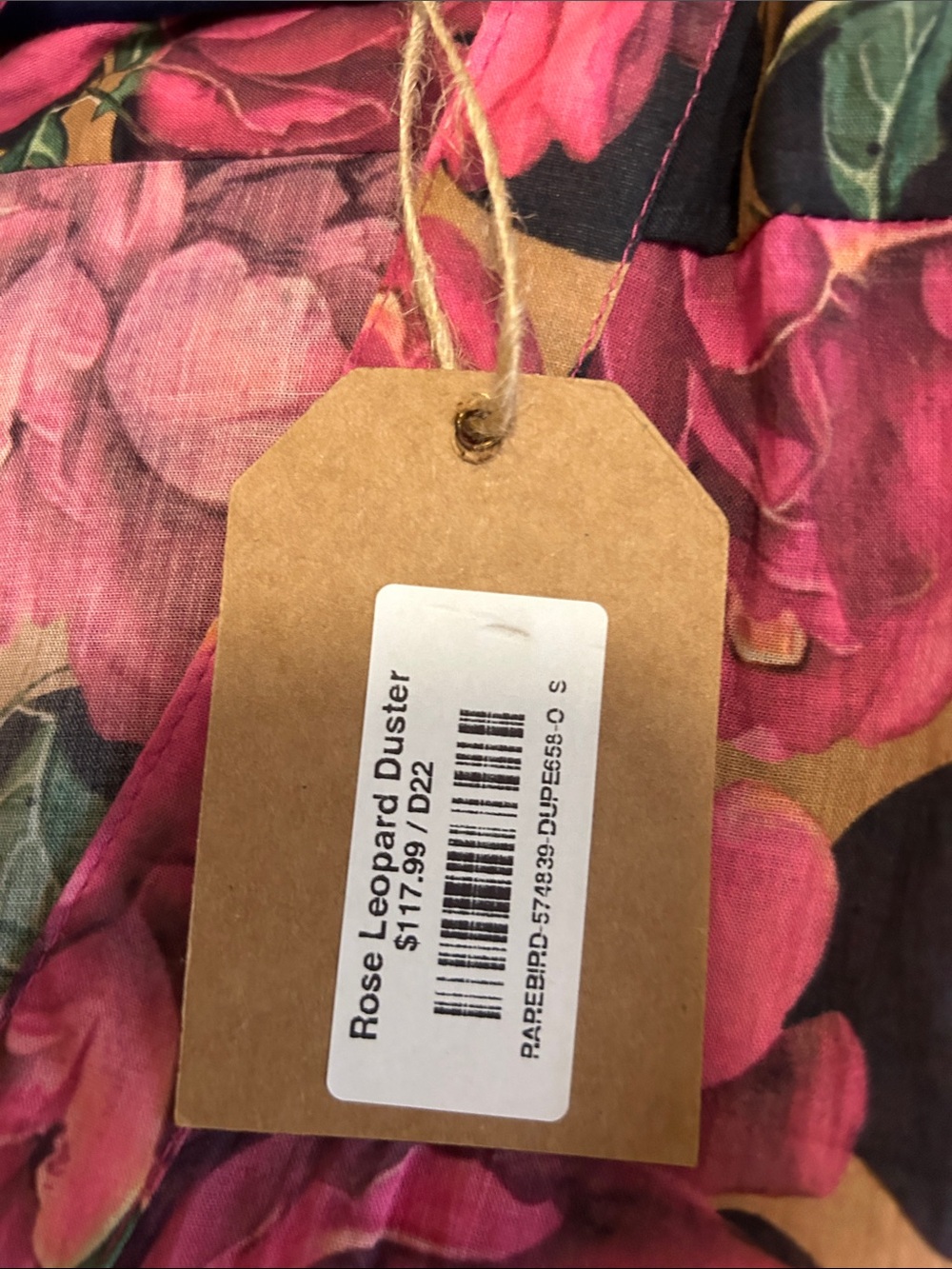 A Rare Bird Floral High-Low Button-Front Rose Leopard Duster in Pink - Picture 16 of 16